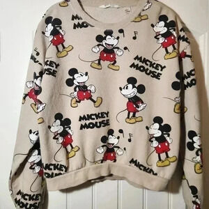 H&M Disney Mickey Mouse cropped, tan sweatshirt, girls size 20
